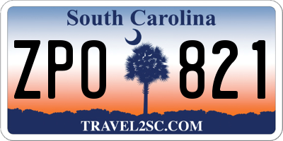 SC license plate ZPO821