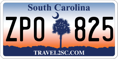 SC license plate ZPO825