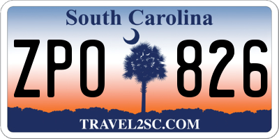 SC license plate ZPO826