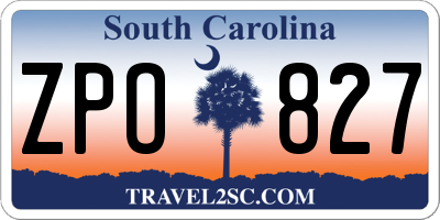 SC license plate ZPO827