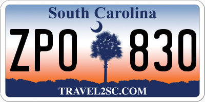 SC license plate ZPO830