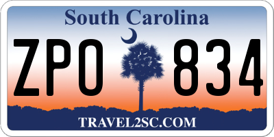 SC license plate ZPO834