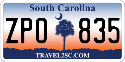 SC license plate ZPO835