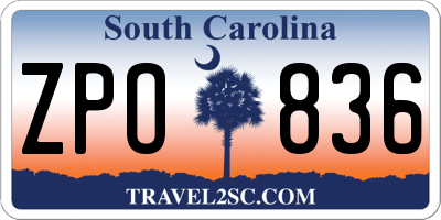 SC license plate ZPO836