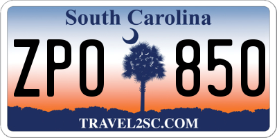 SC license plate ZPO850