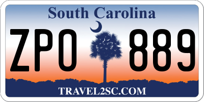 SC license plate ZPO889