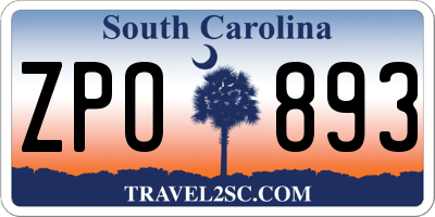 SC license plate ZPO893