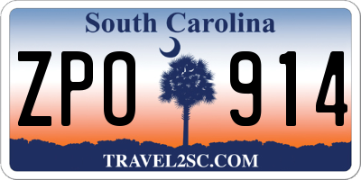 SC license plate ZPO914