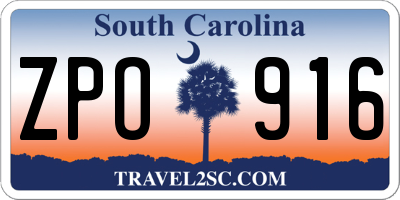 SC license plate ZPO916