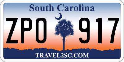 SC license plate ZPO917