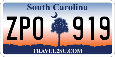 SC license plate ZPO919