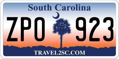 SC license plate ZPO923