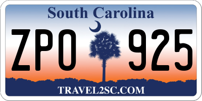 SC license plate ZPO925