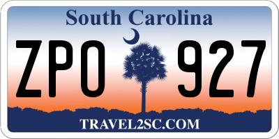 SC license plate ZPO927