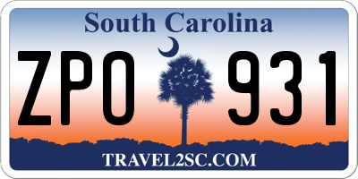 SC license plate ZPO931