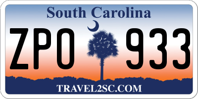 SC license plate ZPO933