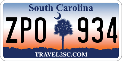 SC license plate ZPO934