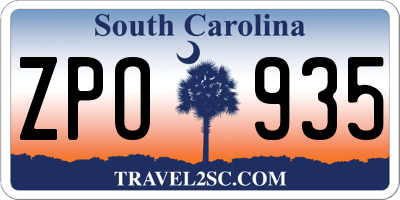 SC license plate ZPO935