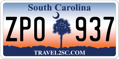 SC license plate ZPO937