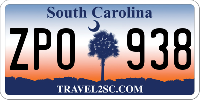 SC license plate ZPO938