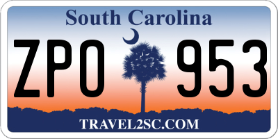 SC license plate ZPO953