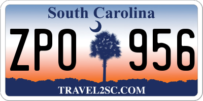 SC license plate ZPO956