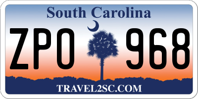 SC license plate ZPO968