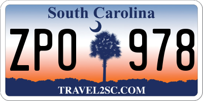 SC license plate ZPO978