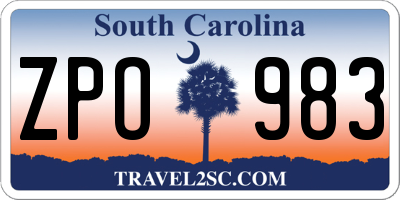 SC license plate ZPO983