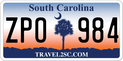 SC license plate ZPO984