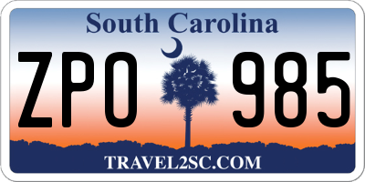 SC license plate ZPO985