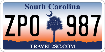 SC license plate ZPO987