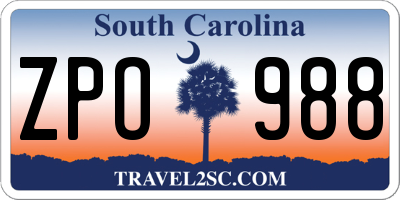 SC license plate ZPO988