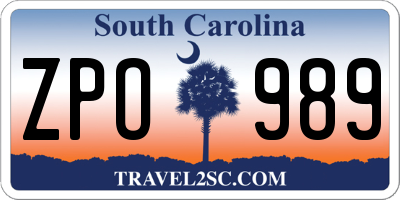 SC license plate ZPO989