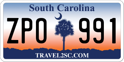SC license plate ZPO991