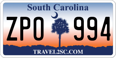 SC license plate ZPO994