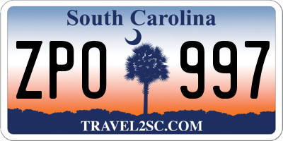 SC license plate ZPO997