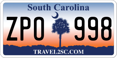 SC license plate ZPO998
