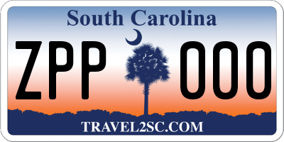 SC license plate ZPP000