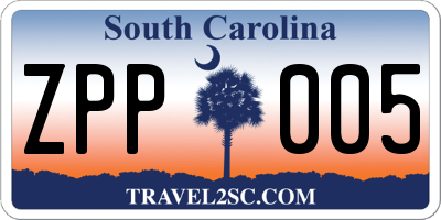 SC license plate ZPP005