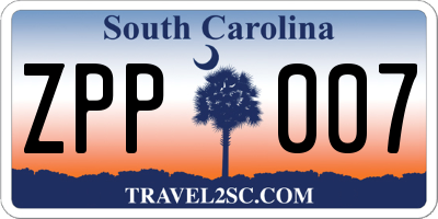 SC license plate ZPP007