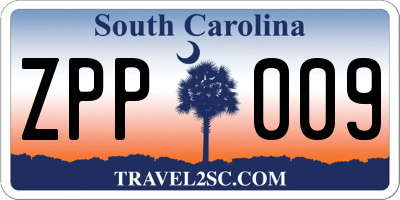 SC license plate ZPP009