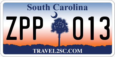 SC license plate ZPP013
