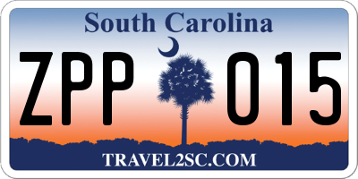 SC license plate ZPP015