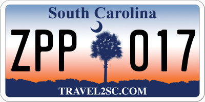 SC license plate ZPP017