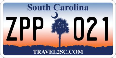 SC license plate ZPP021