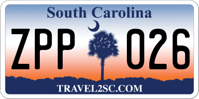 SC license plate ZPP026
