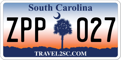 SC license plate ZPP027