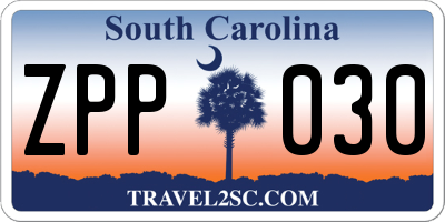 SC license plate ZPP030