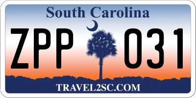 SC license plate ZPP031